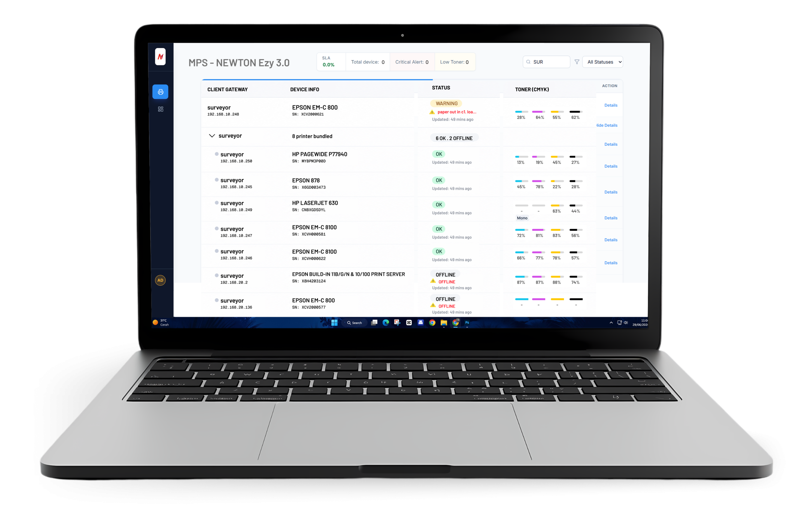 Dashboard MPS Newton EZY 3.0